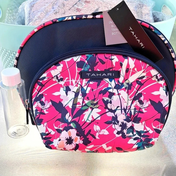 Tahari Handbags - TAHARI 3 Piece Domed Travel Bag Set With Bonus Bottle. NWT!